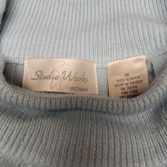 🌹LIGHT BLUE STUDIO WORKS SHORT SLEEVE VINTAGE SWEATER sz 1X - Picture 2 of 6